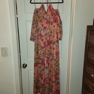 Elegant Floral Shoulderless Dress